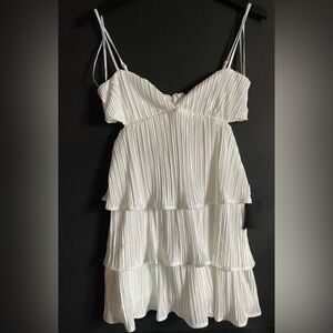 Lulu's White Pleated Mini Dress